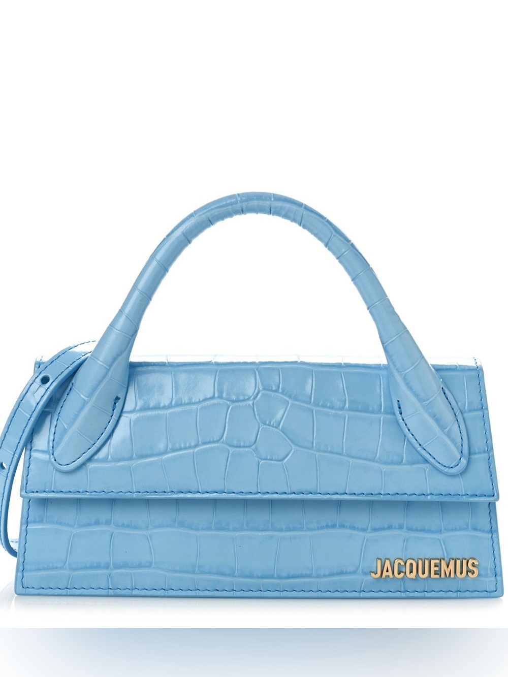 Jacquemus Powder Blue Croc-Embossed Mini Top-Handle Bag Like New